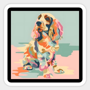 70s English Toy Spaniel Vibes: Pastel Pup Parade Sticker